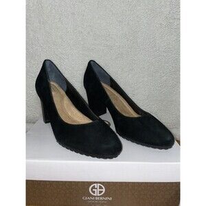 Giani Bernini Memory Foam Tavettil Black Suede Heels Shoes Size 8.5 M